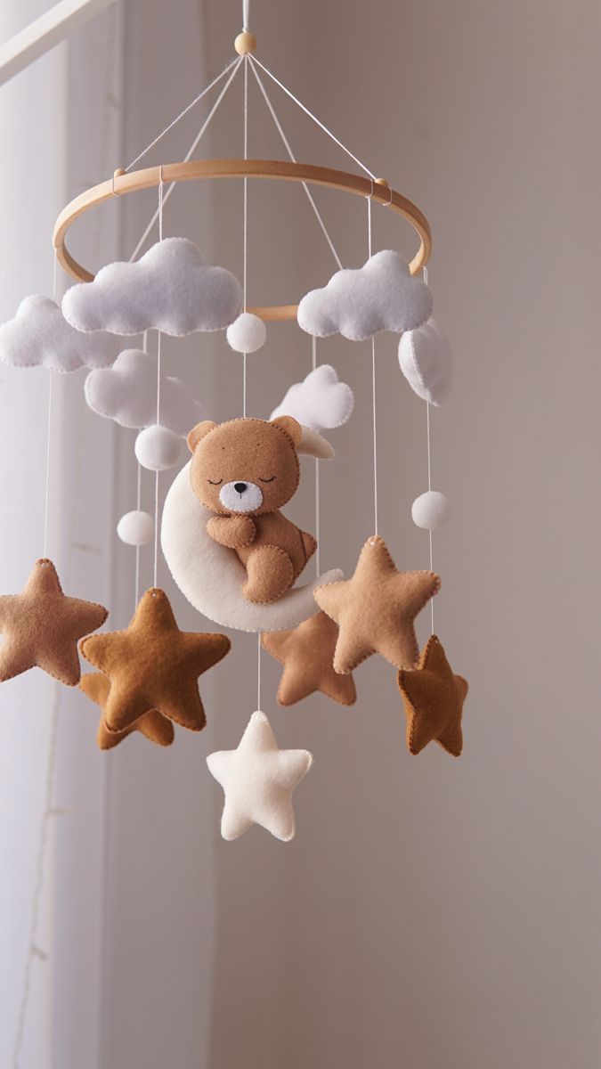 Baby Mobile with Bear, Stars, and Clouds