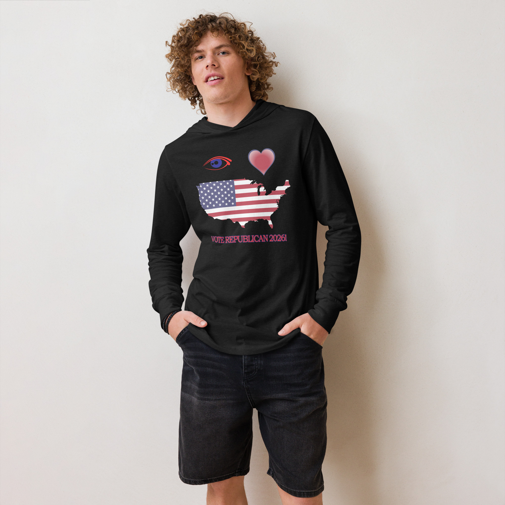 Hooded Long Sleeve I Love America Tee