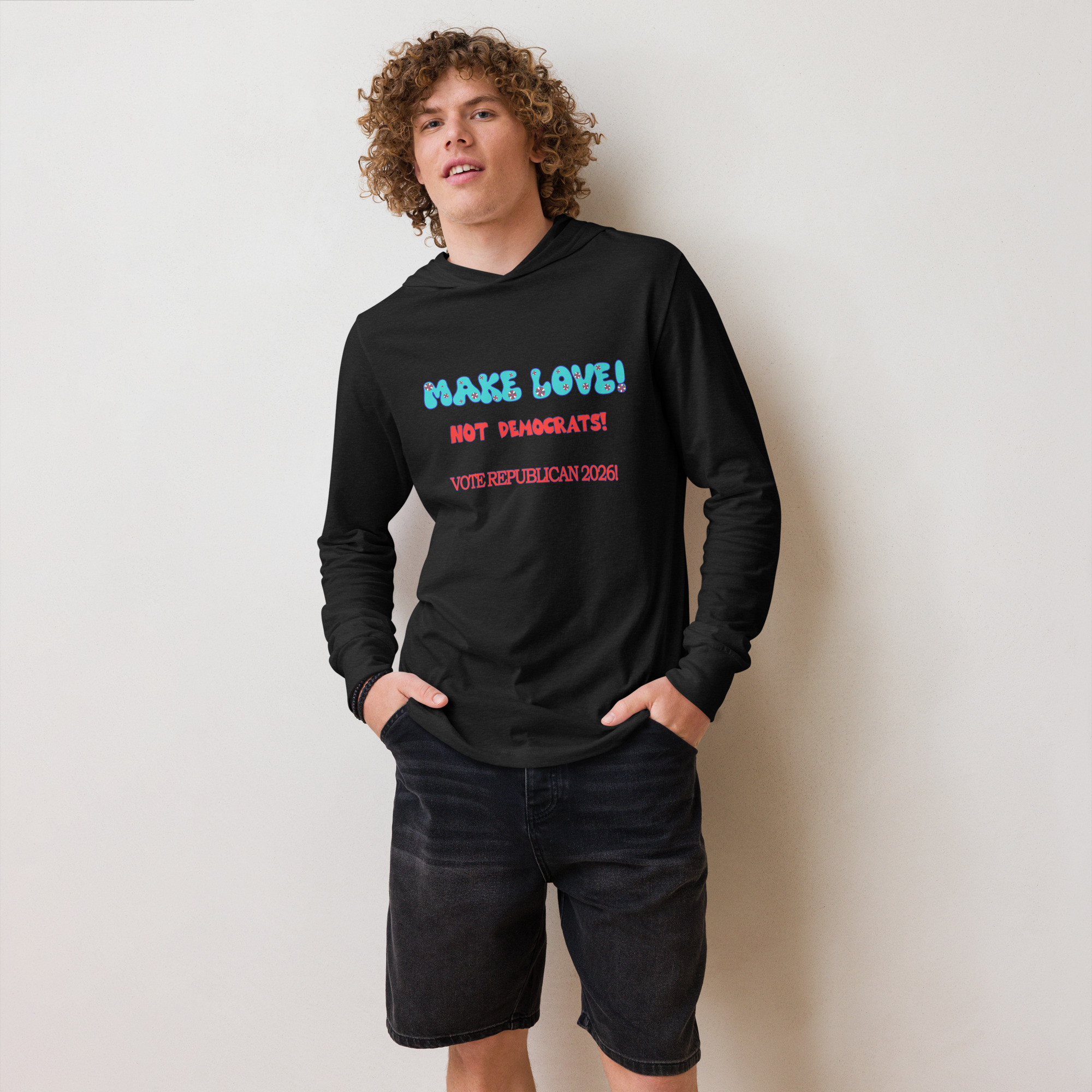 Hooded Long Sleeve Make Love Tee