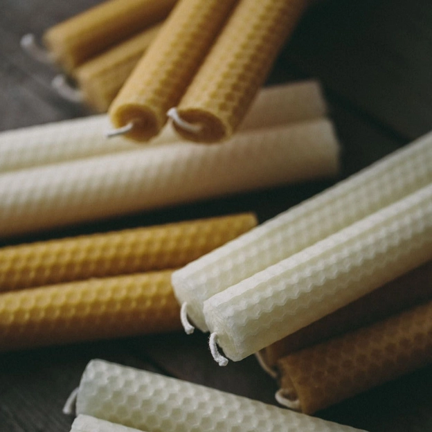 Set of Two Hand Rolled Beeswax Candles
