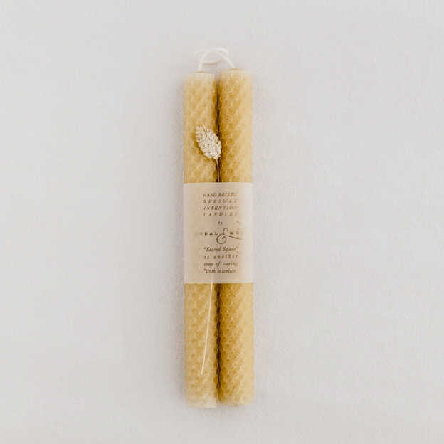 Set of Two Hand Rolled Beeswax Candles