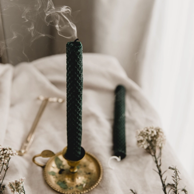 Set of Two Hand Rolled Beeswax Candles