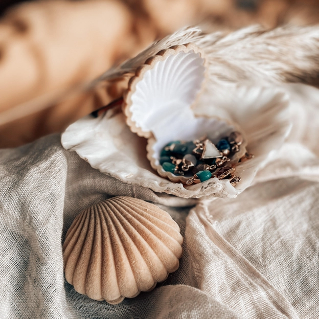 Clear Quartz & Gold Banded Necklace