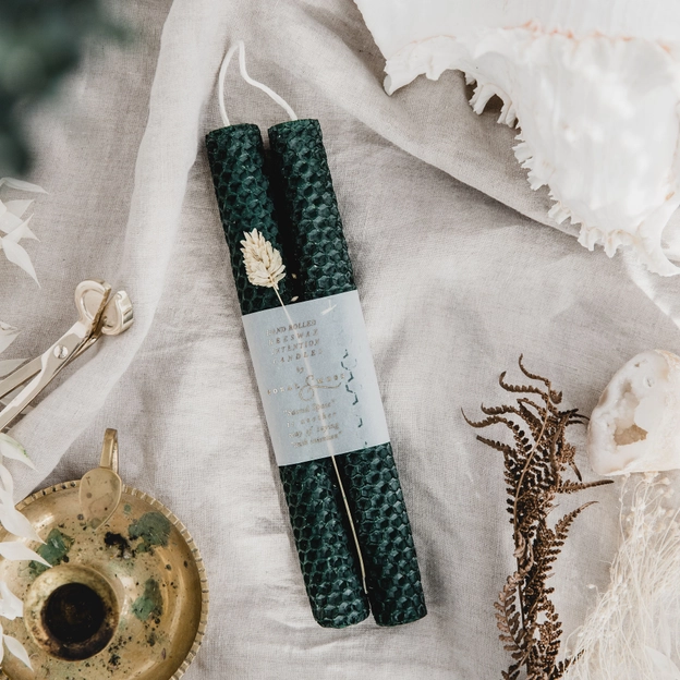Set of Two Hand Rolled Beeswax Candles