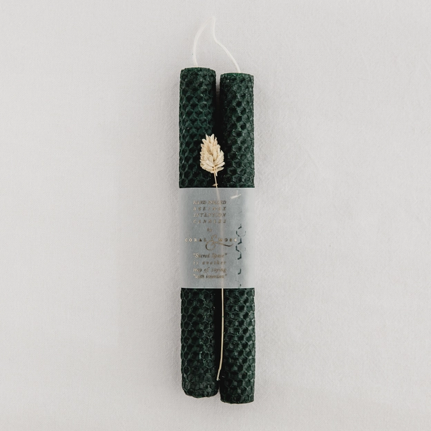 Set of Two Hand Rolled Beeswax Candles