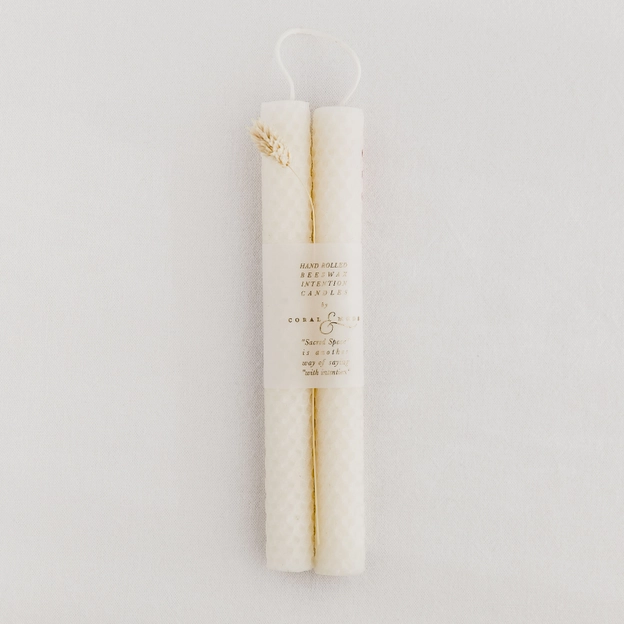 Set of Two Hand Rolled Beeswax Candles