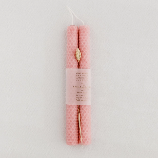 Set of Two Hand Rolled Beeswax Candles