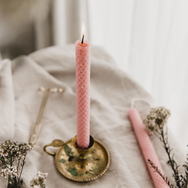 Set of Two Hand Rolled Beeswax Candles