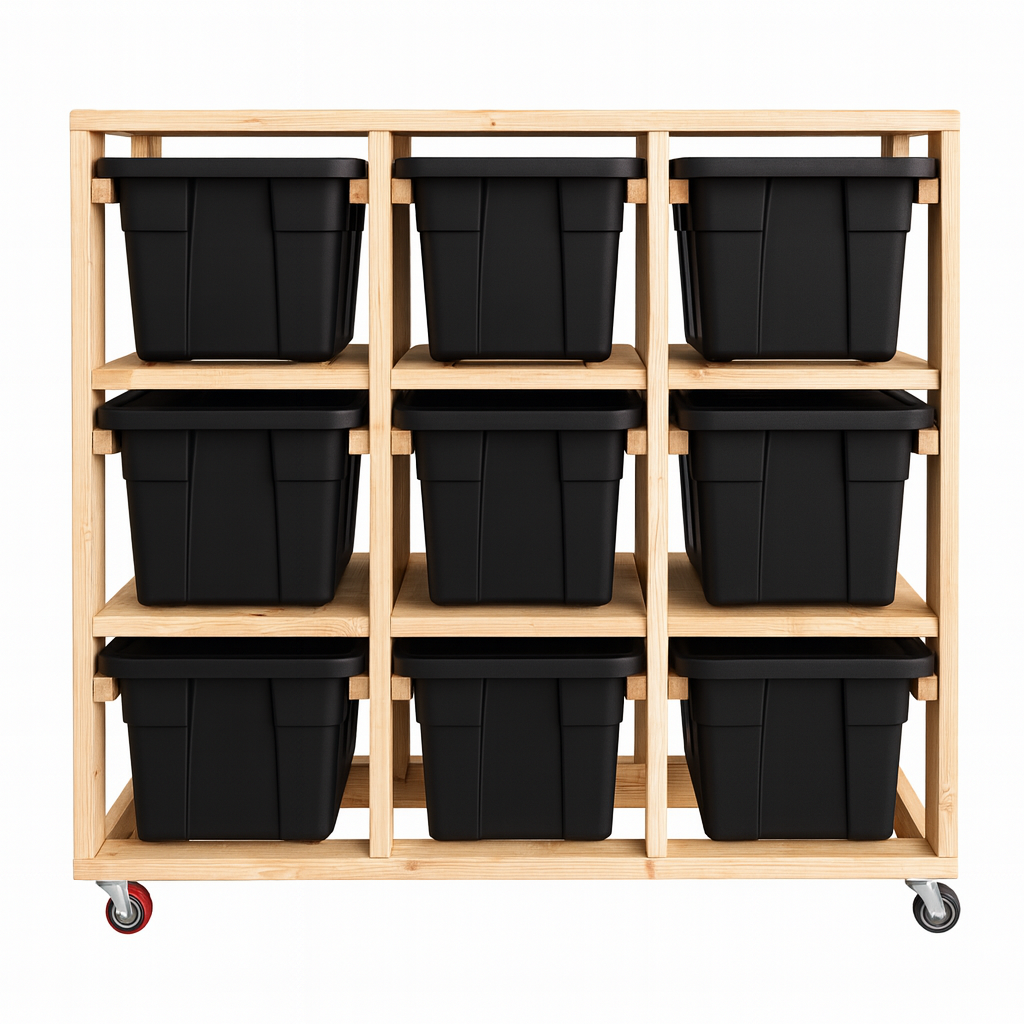 Fully Assembled 3 x 3 Wooden Storage Unit with Heavy-Duty Boxes