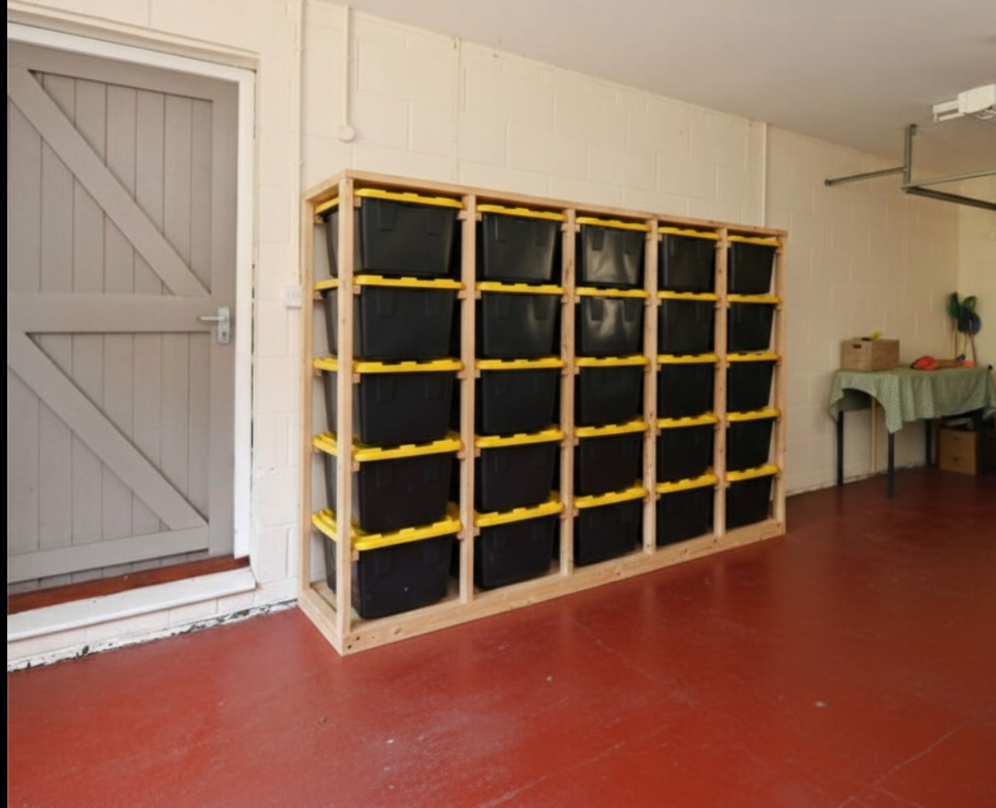 Fully Assembled 4 x 4 Wooden Storage Unit with Heavy-Duty Boxes
