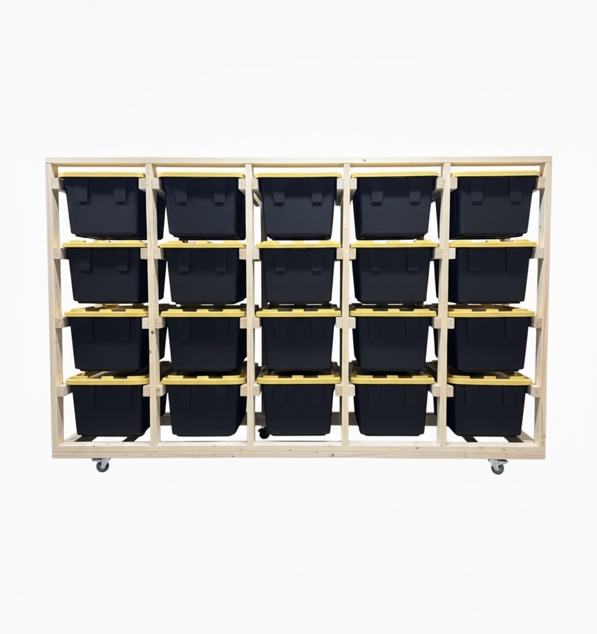Fully Assembled 5 x 4 Wooden Storage Unit with Heavy-Duty Boxes