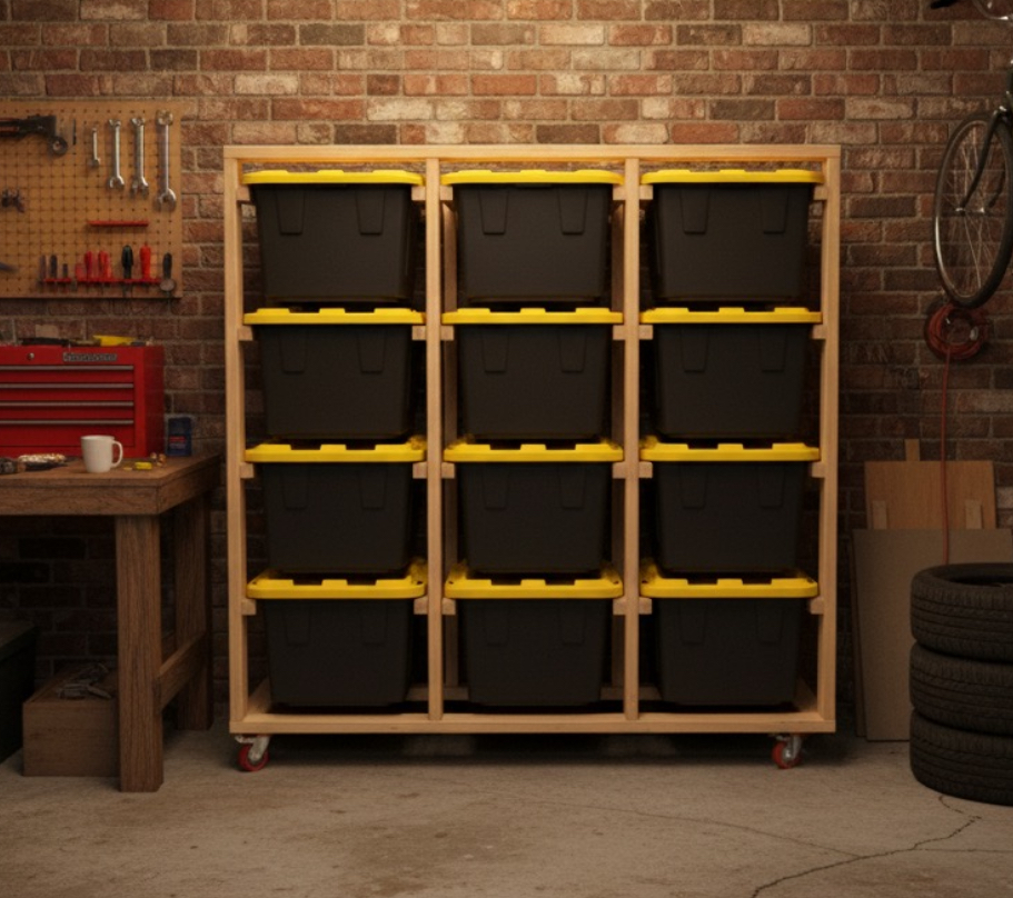 Fully Assembled 3 x 3 Wooden Storage Unit with Heavy-Duty Boxes