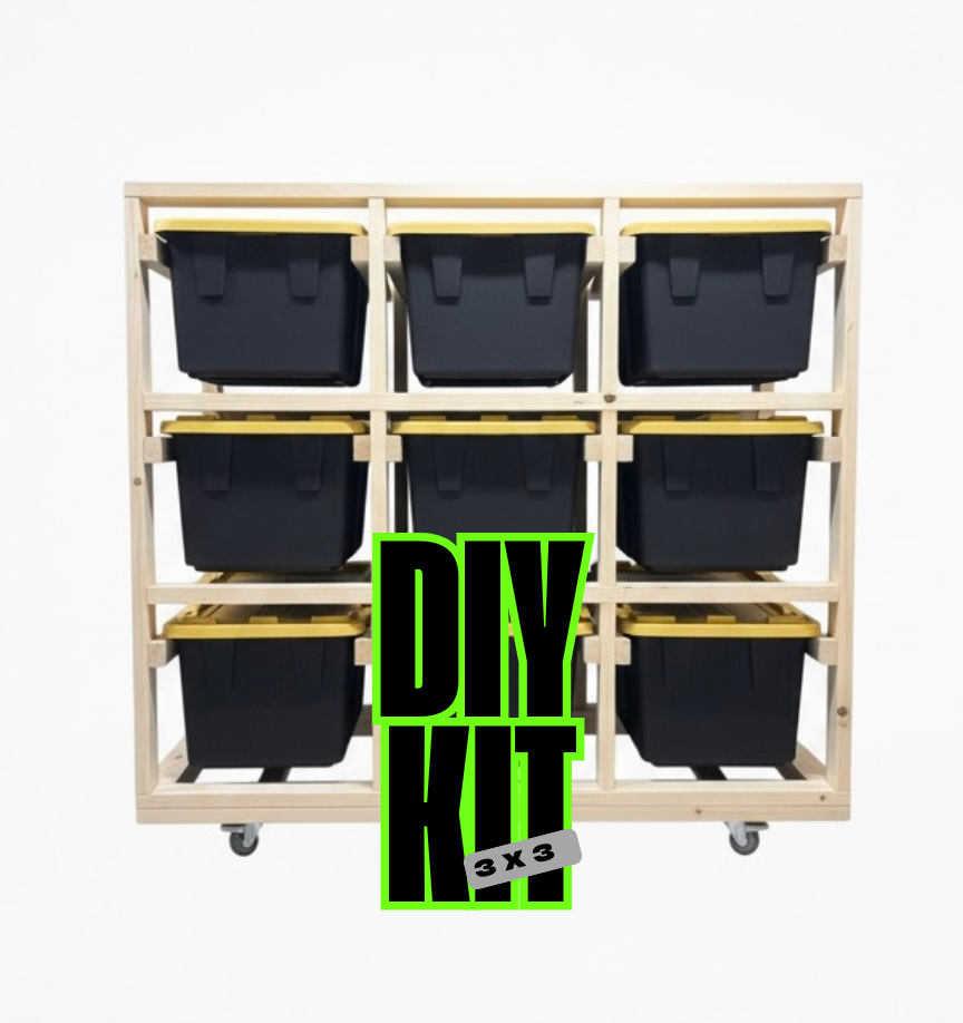 Fully Assembled 3 x 3 Wooden Storage Unit with Heavy-Duty Boxes