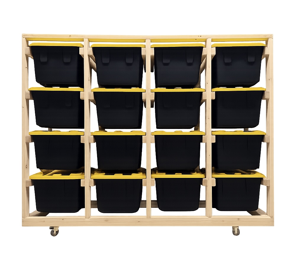 Fully Assembled 4 x 4 Wooden Storage Unit with Heavy-Duty Boxes