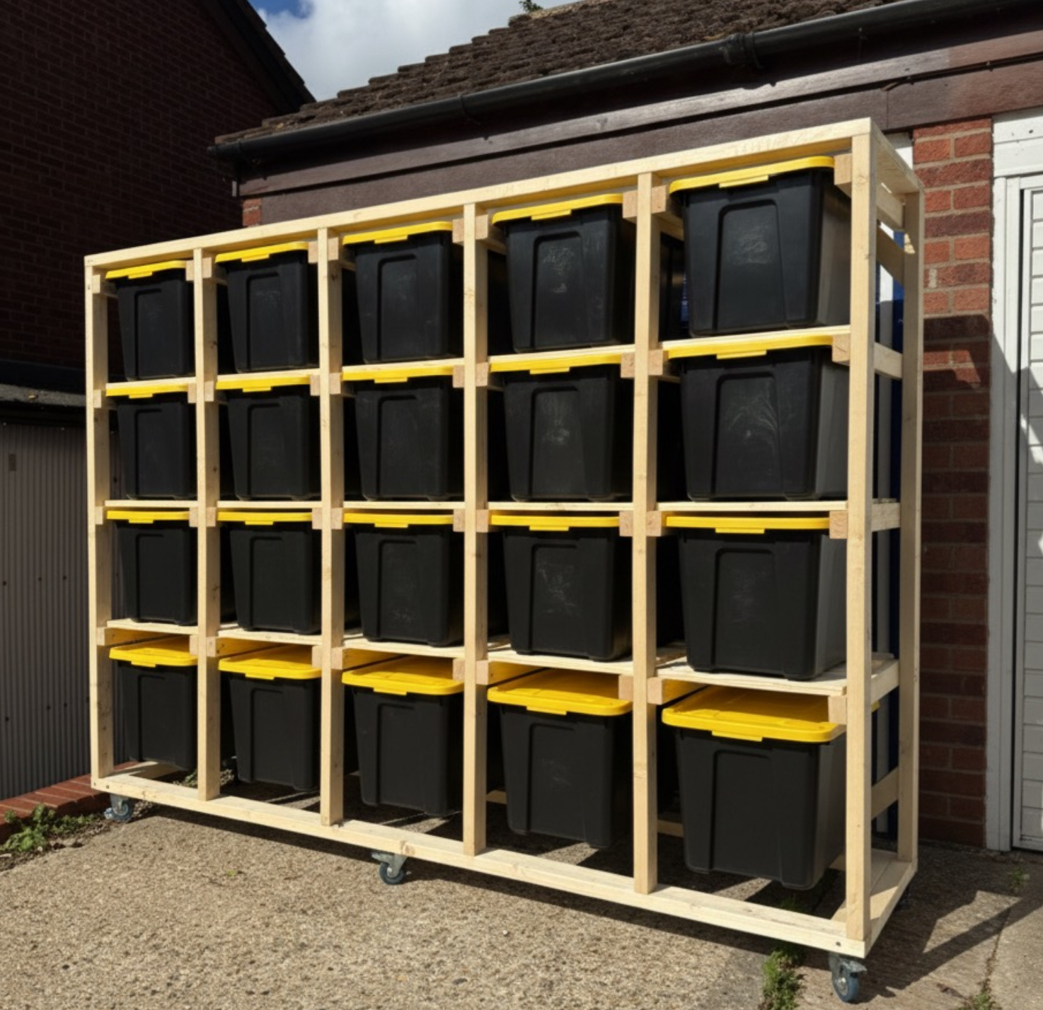 Fully Assembled 3 x 3 Wooden Storage Unit with Heavy-Duty Boxes
