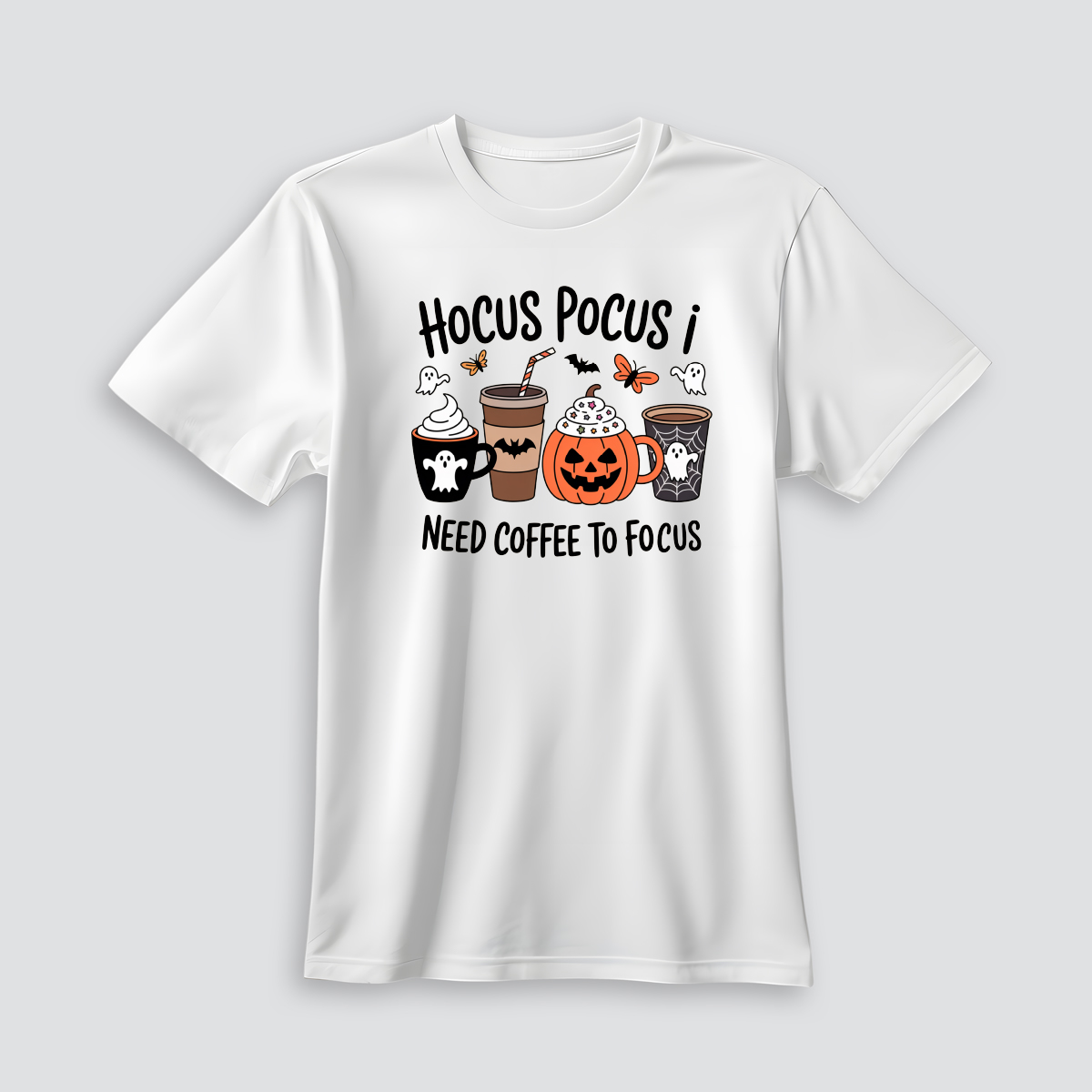 Playera temática de café y Halloween