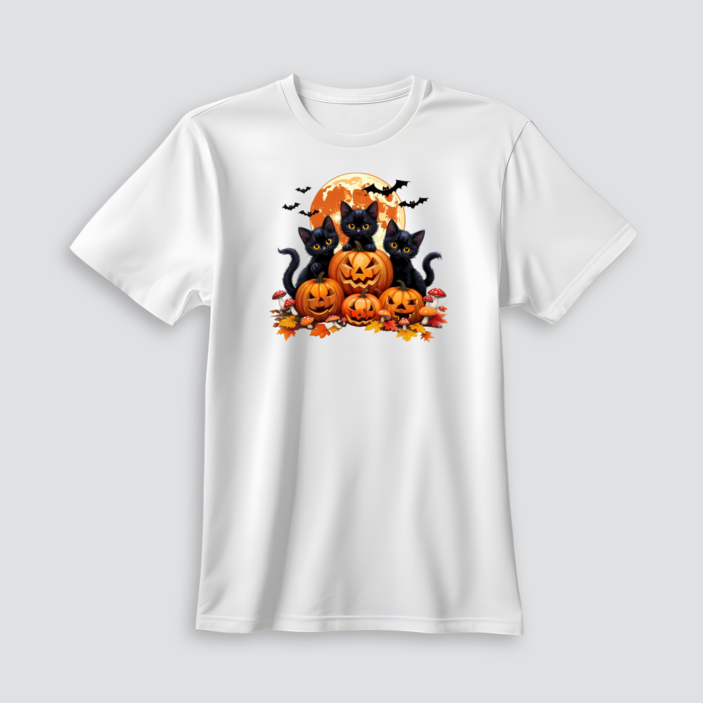 Playera de Halloween con gatos negros