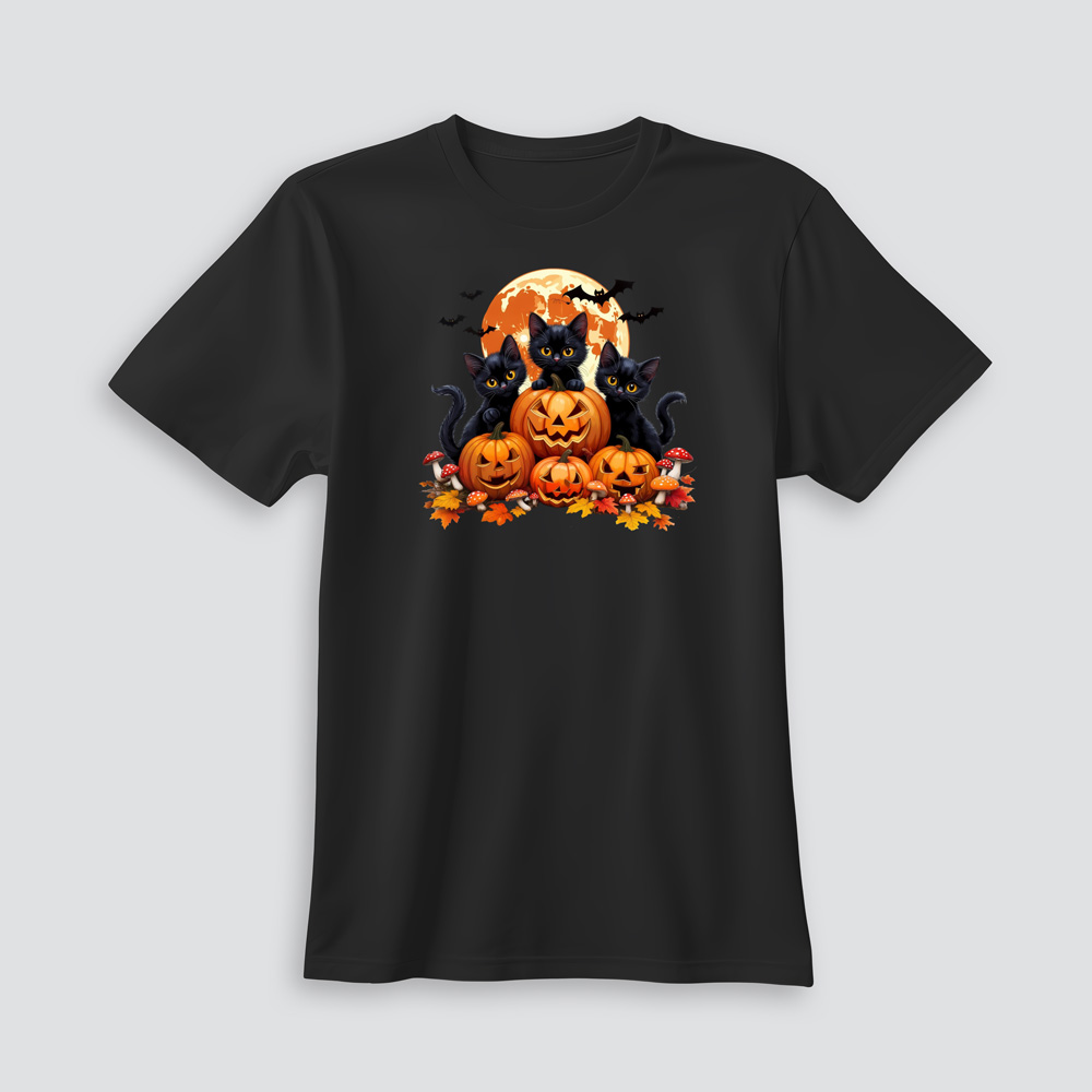 Playera de Halloween con gatos negros