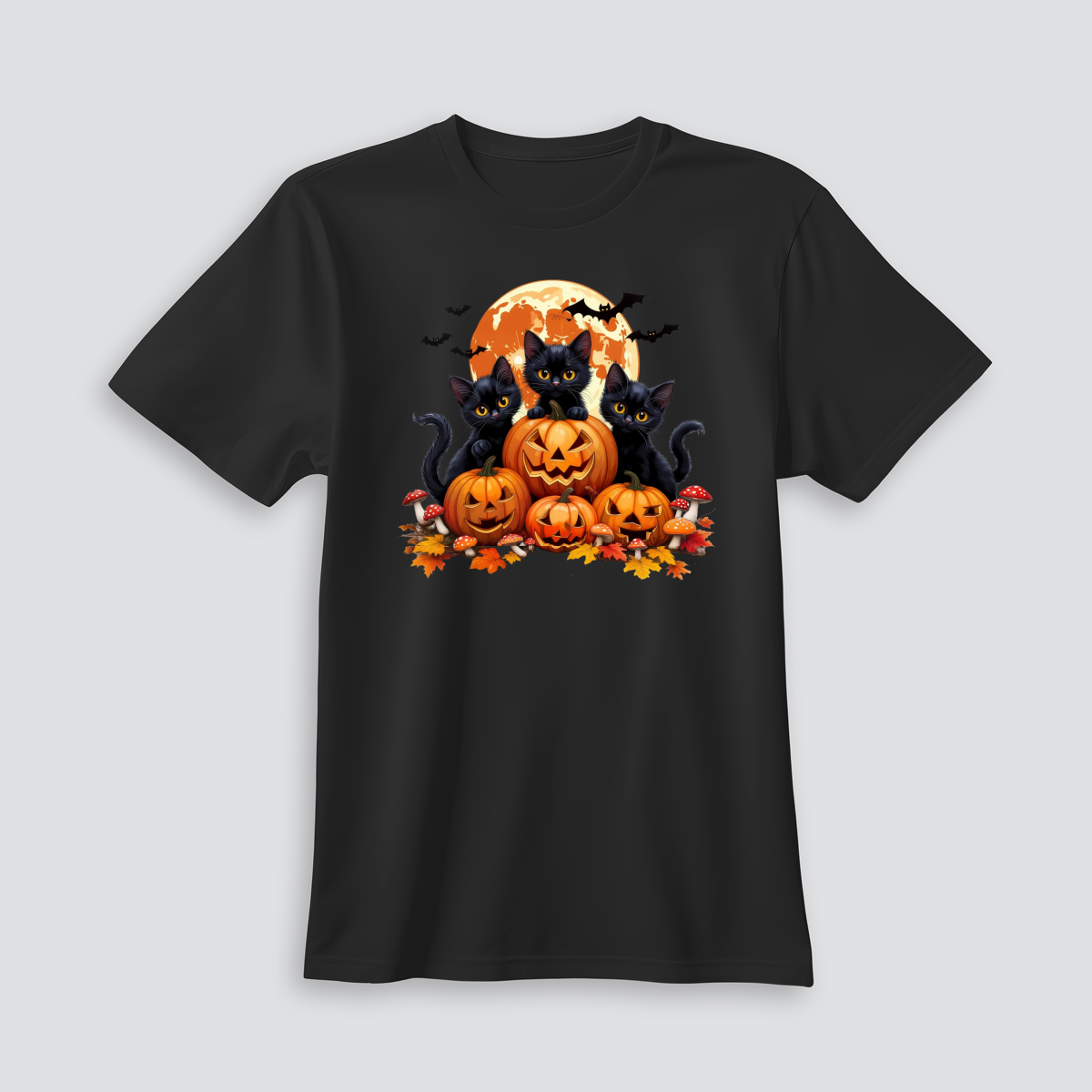 Playera de Halloween con gatos negros