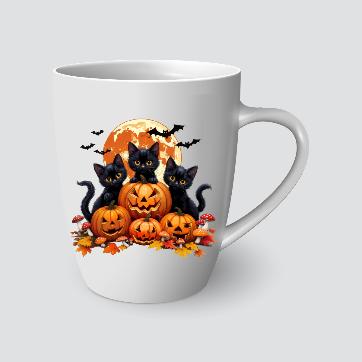 Taza de Halloween con gatos negros