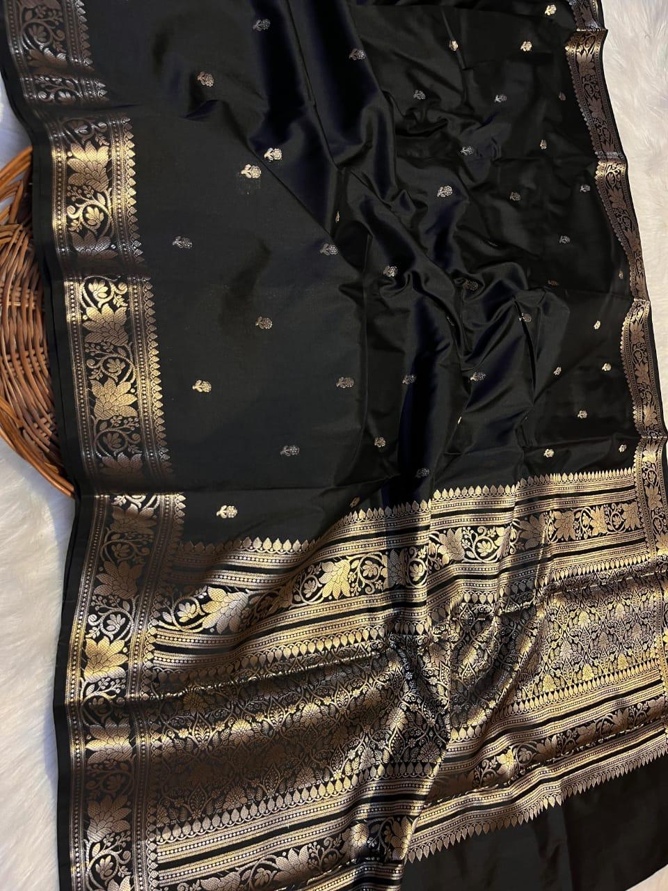 Elegant Black Banarsi Silk Saree