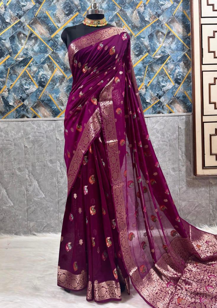 Purple Banarsi Silk Saree