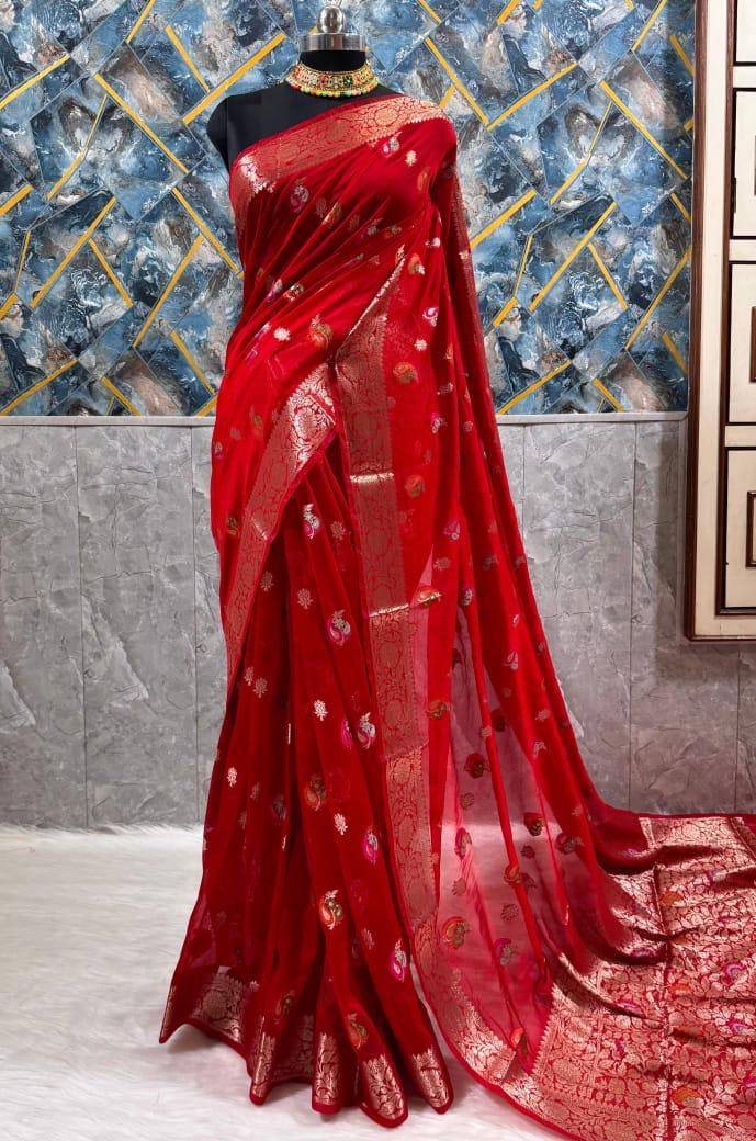 Elegant Red Designer Saree