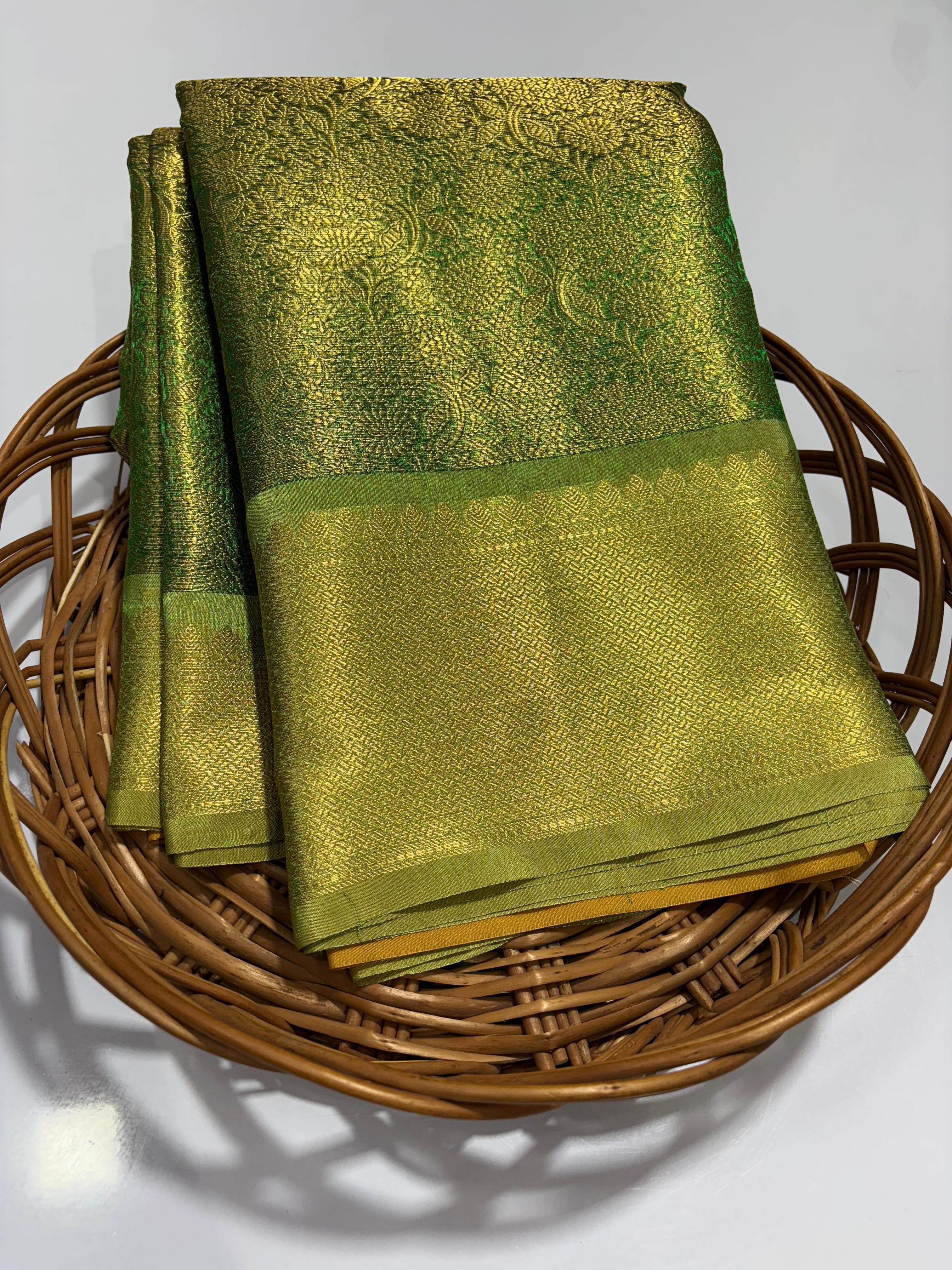Green and Gold Silk Saree