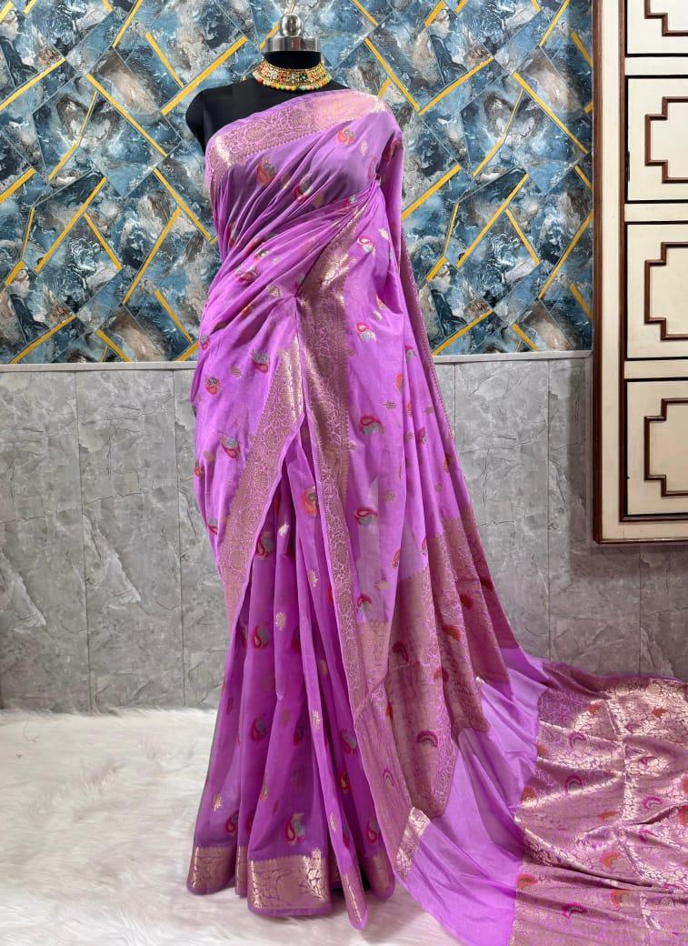 Purple Banarsi Silk Saree