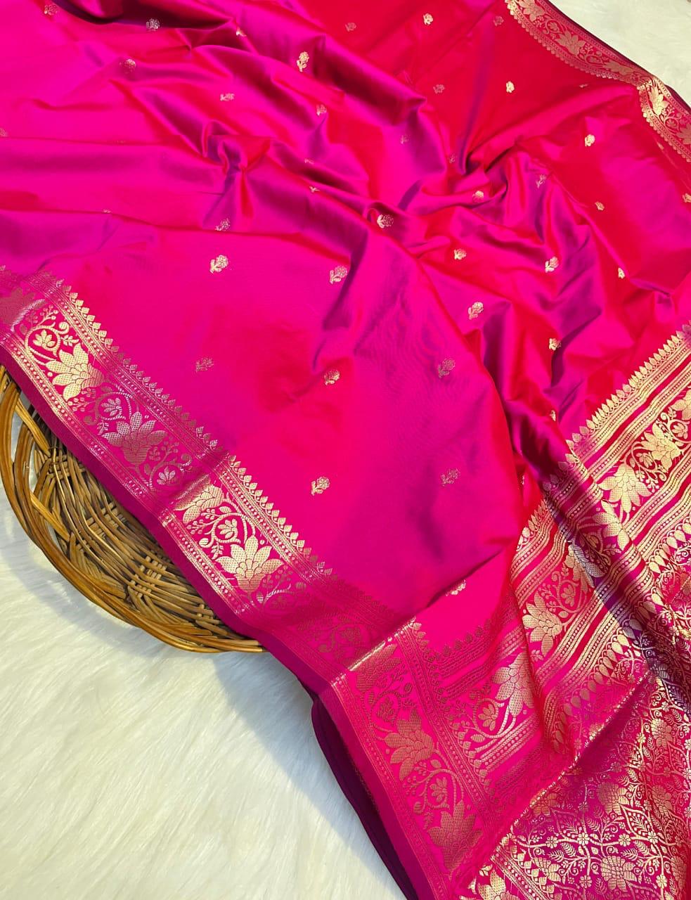 Pink with Golden Work Banarsi Silk Saree