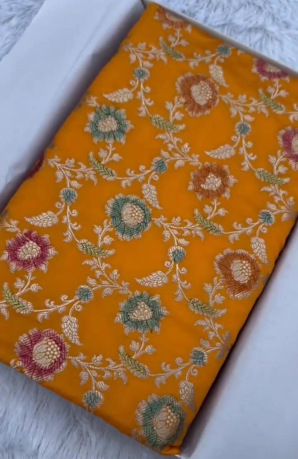 Luxurious Mashru Silk Saree with Vibrant Meenakari Floral Jaal