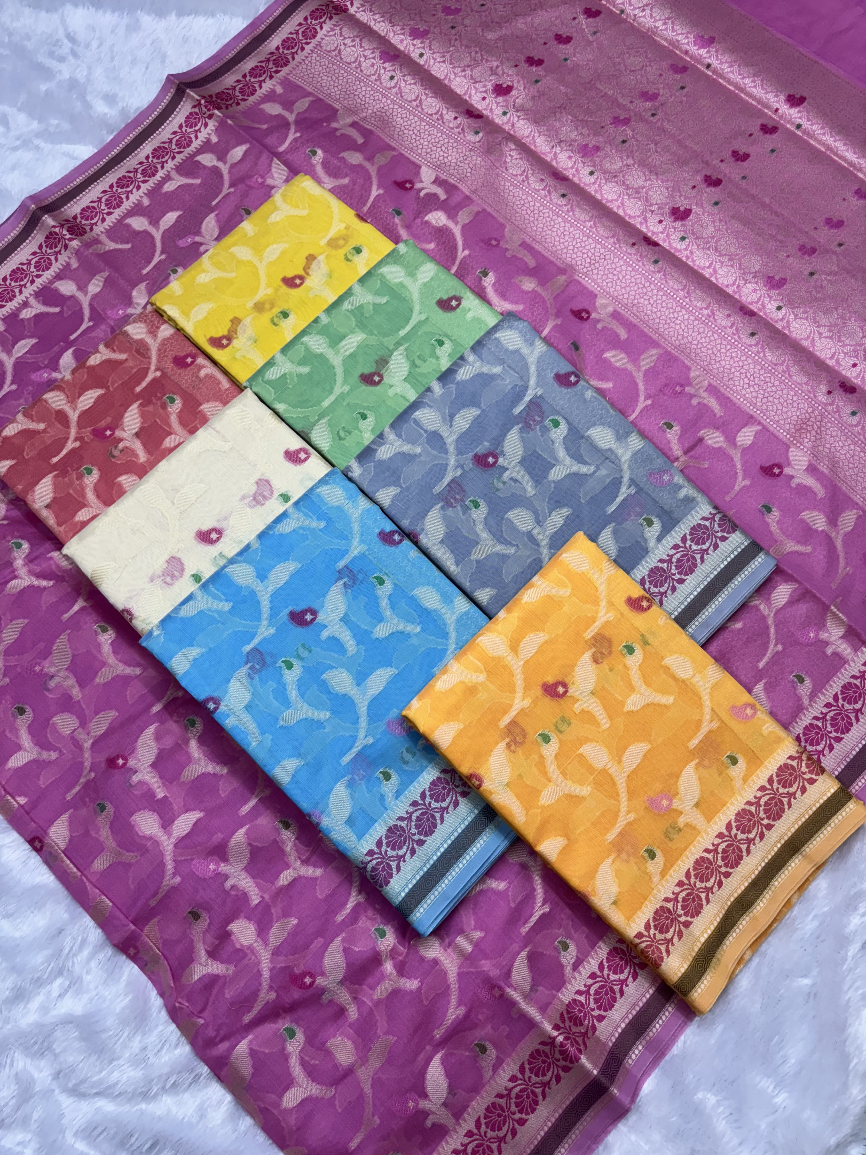 Artisana Cotton Saree with Colorful Jamdani-Style Bird Motifs