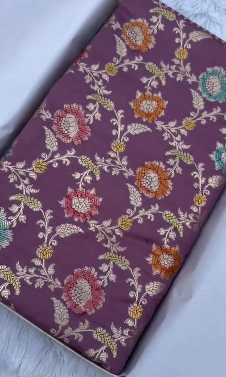 Luxurious Mashru Silk Saree with Vibrant Meenakari Floral Jaal