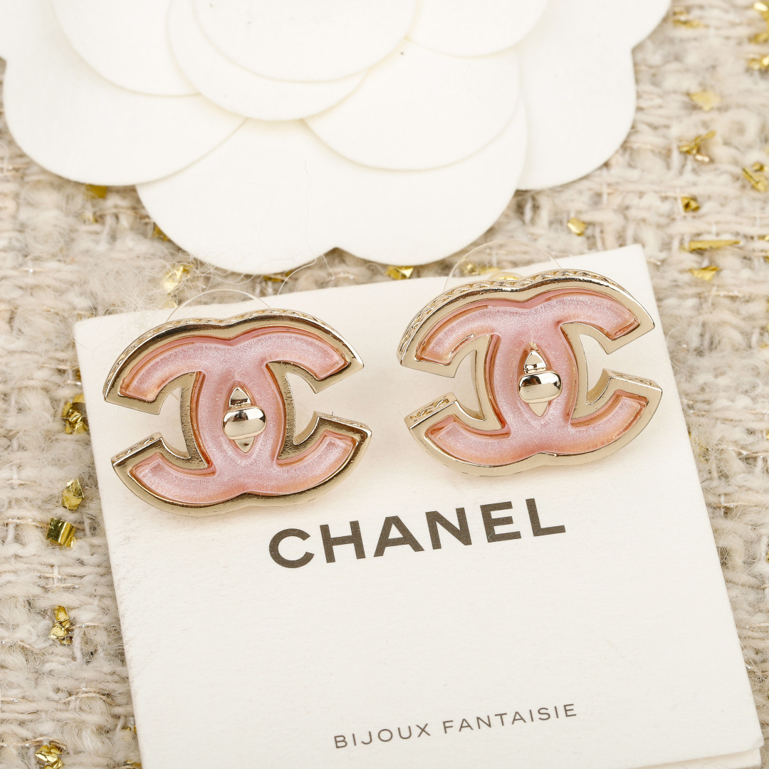 25B Pink Double C Earrings Item No.250501