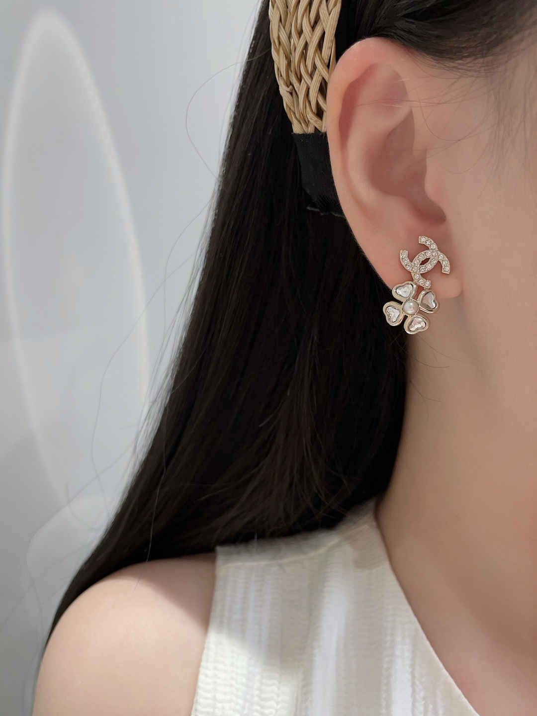 Diamond Heart Double C Earrings Item No.250422