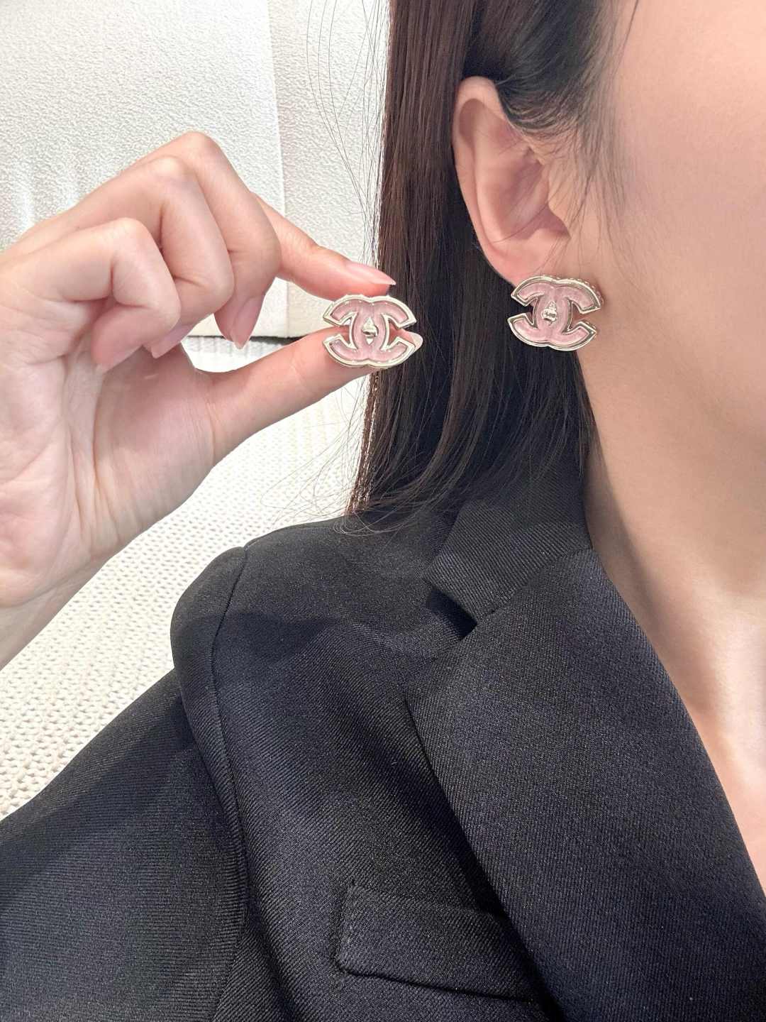25B Pink Double C Earrings Item No.250501