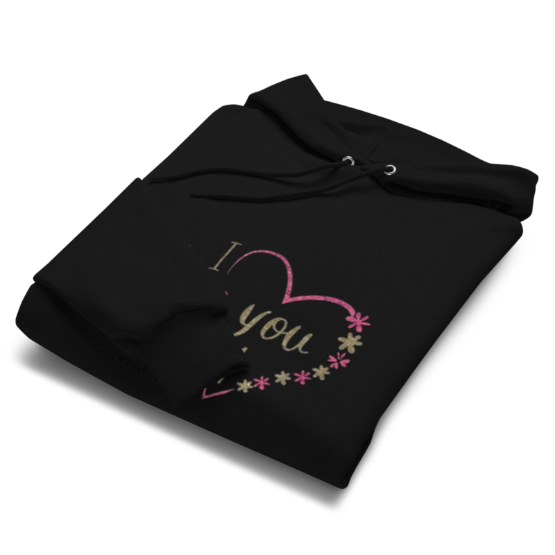 Black 'I Love You' Heart Hoodie