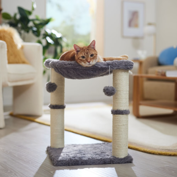 Frisco 20-in Faux Fur Cat Tree, Gray