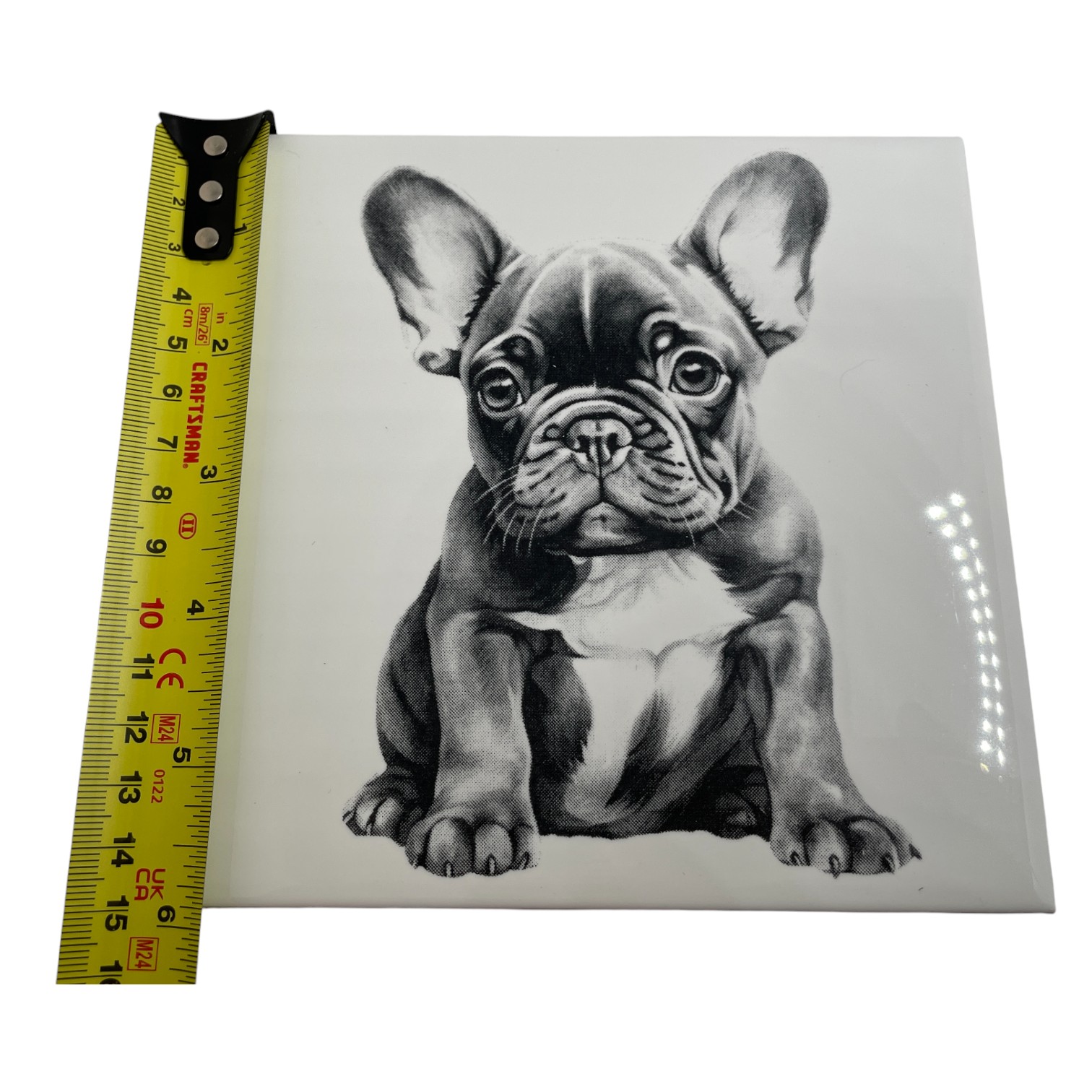 Laser Engraved Art Tile - French Bulldog Puppy