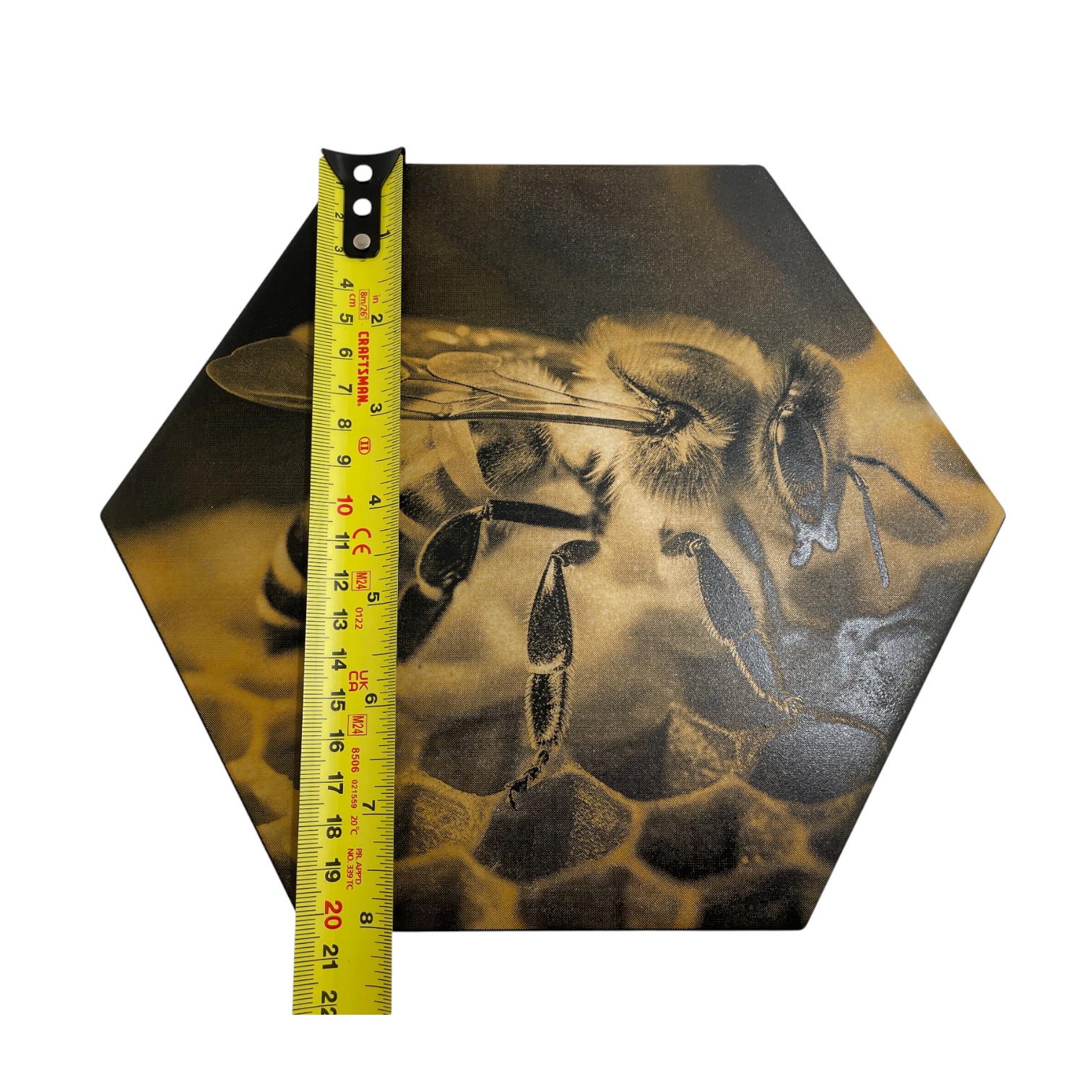 Colour Engraved GIANT Hex Tile - Busy Bee at Work