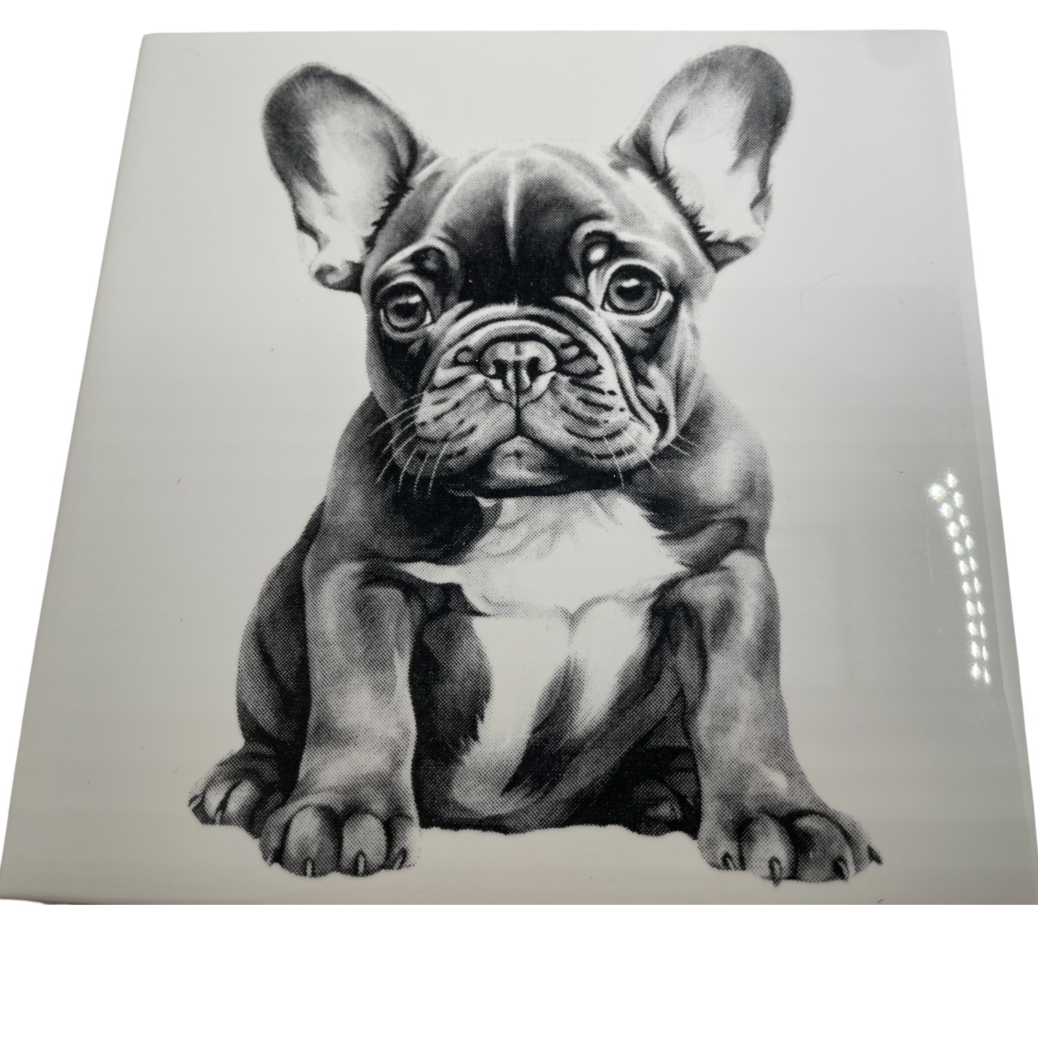 Laser Engraved Art Tile - French Bulldog Puppy