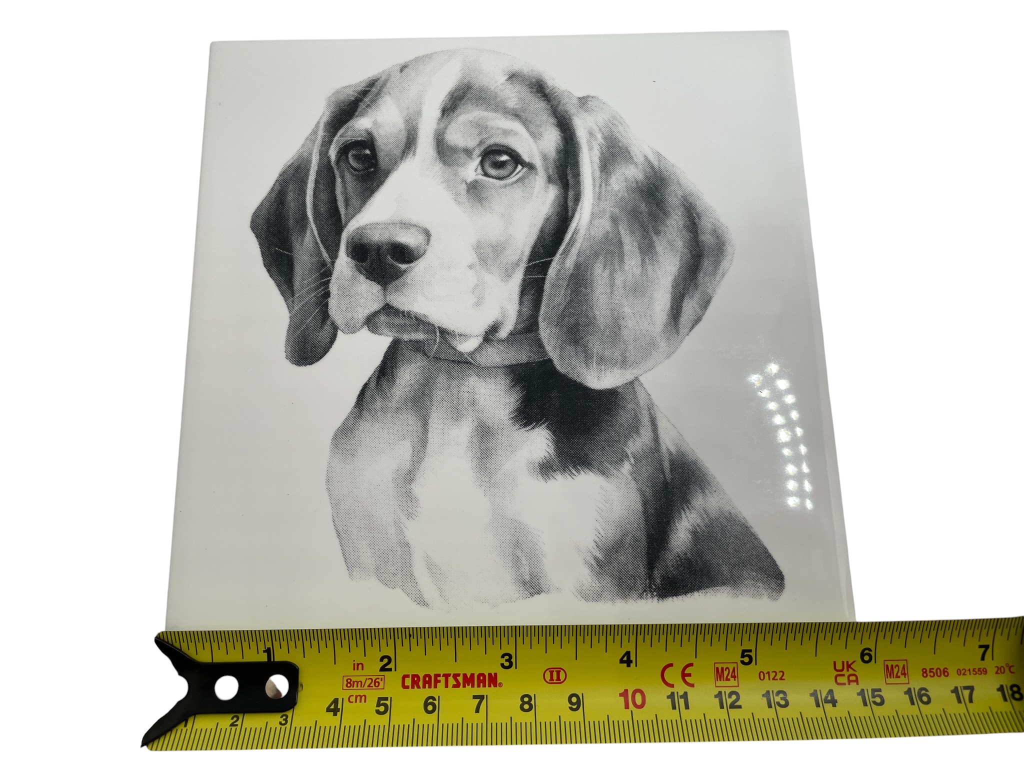 Laser Engraved Art Tile - Beagle Puppy