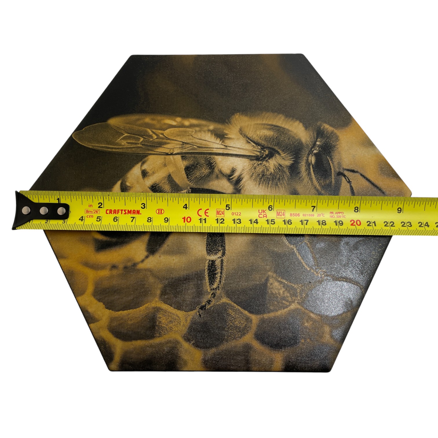 Colour Engraved GIANT Hex Tile - Busy Bee at Work