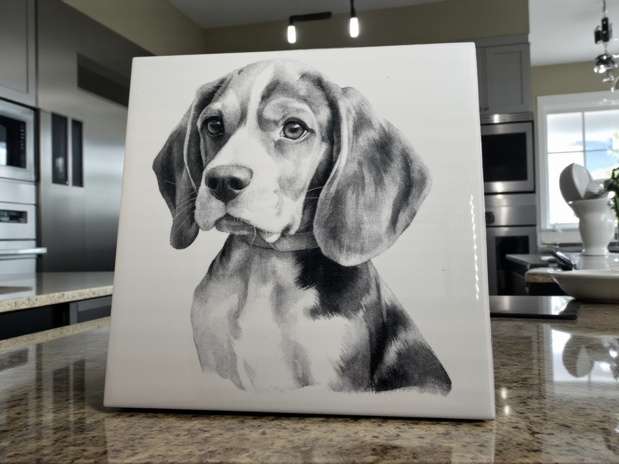 Laser Engraved Art Tile - Beagle Puppy