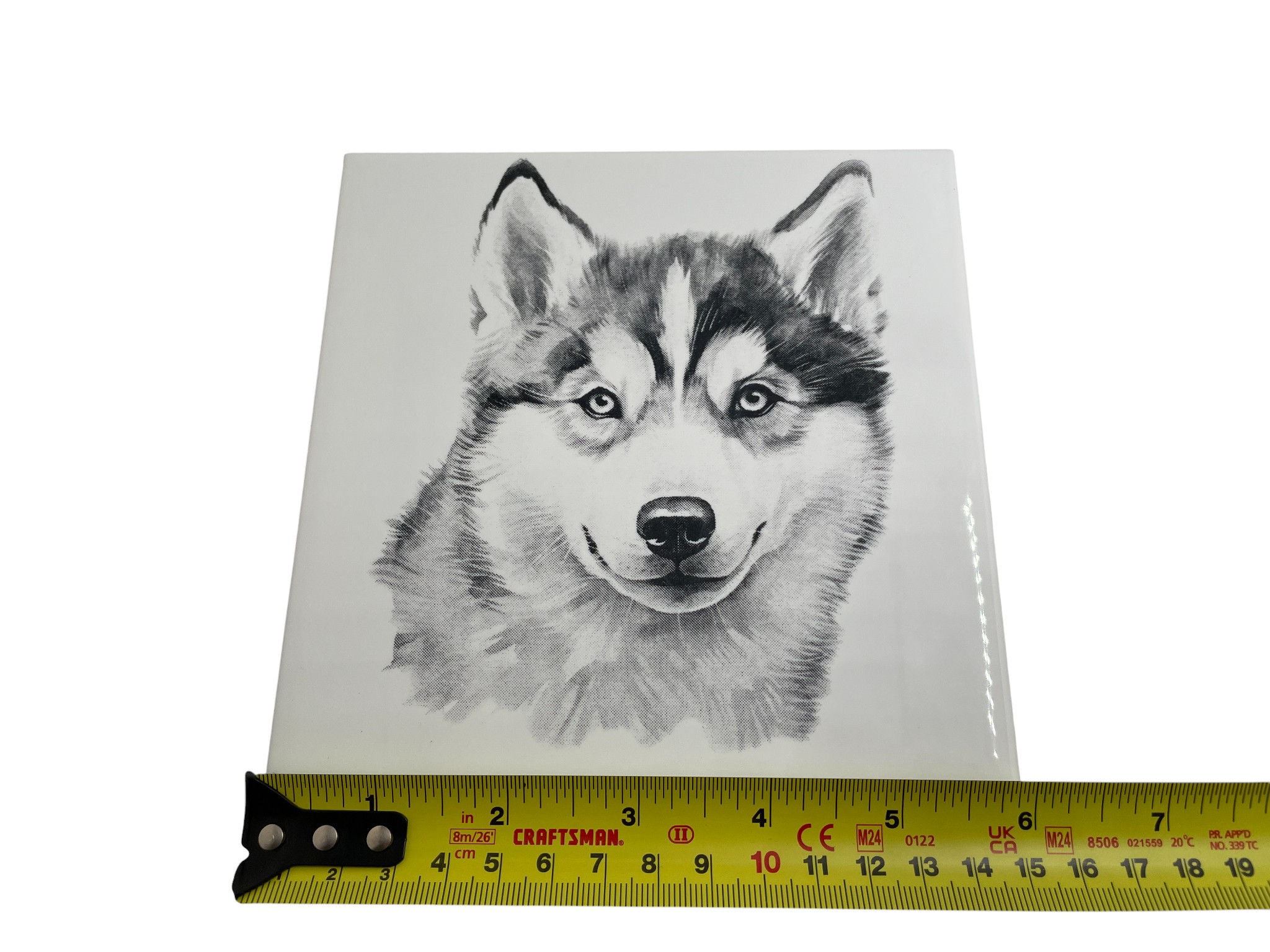 Laser Engraved Art Tile - Husky Puppy