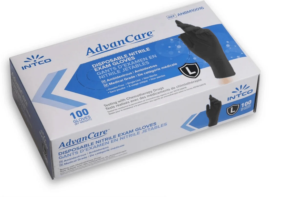 Advancare Black Nitrile Gloves