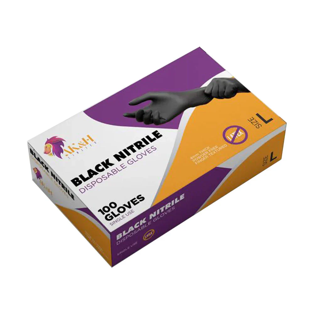 AK & H Black Nitrile Gloves