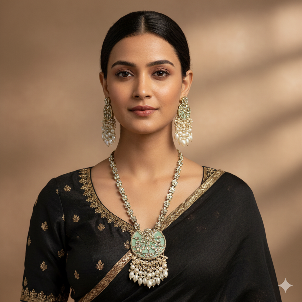 Elegant Pearl and Gold Necklace Set