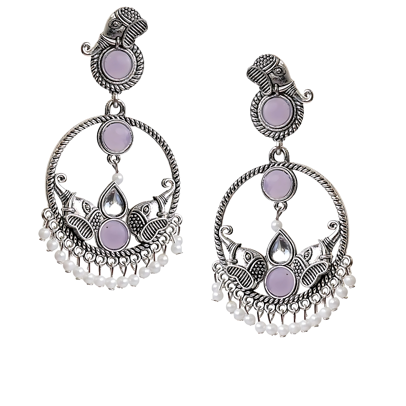 Antique Silver Lavender Earrings