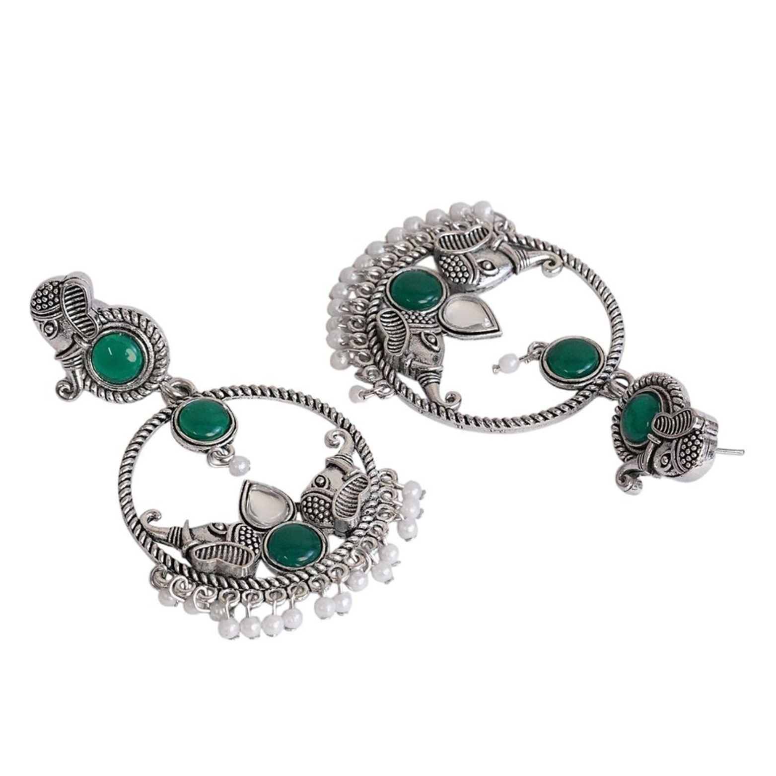 Antique Silver Green Earrings